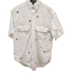 Vintage Street Closed button front shirt Cotton Embroidered white Size medium